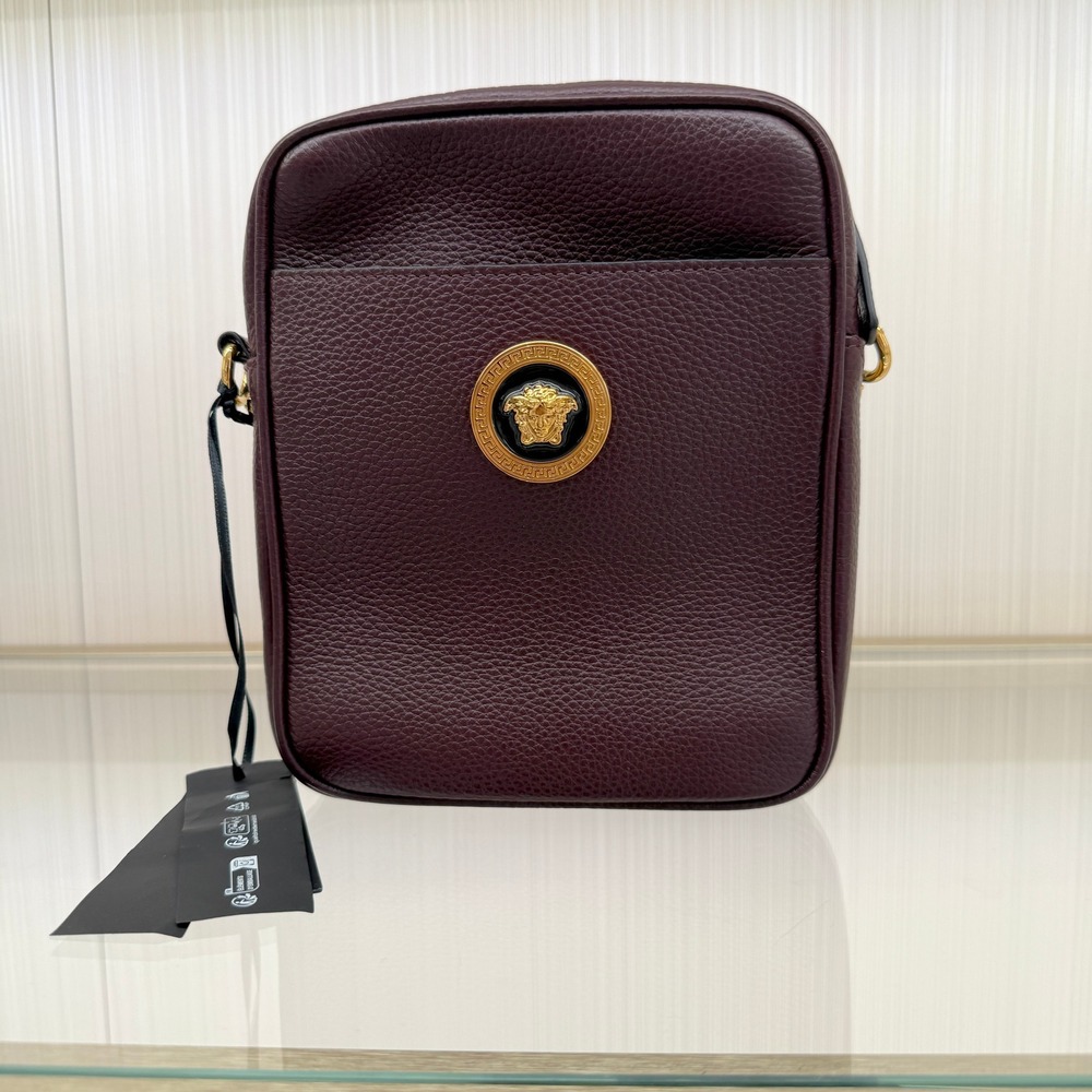Versace Crossbody Bag Vitello Granato Garnet Oro Medusa Biggie 1002885 Bag - Picture 2 of 16